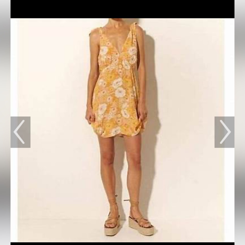 Kivari Margaux Tie Shoulder Mini Dress Orange Floral